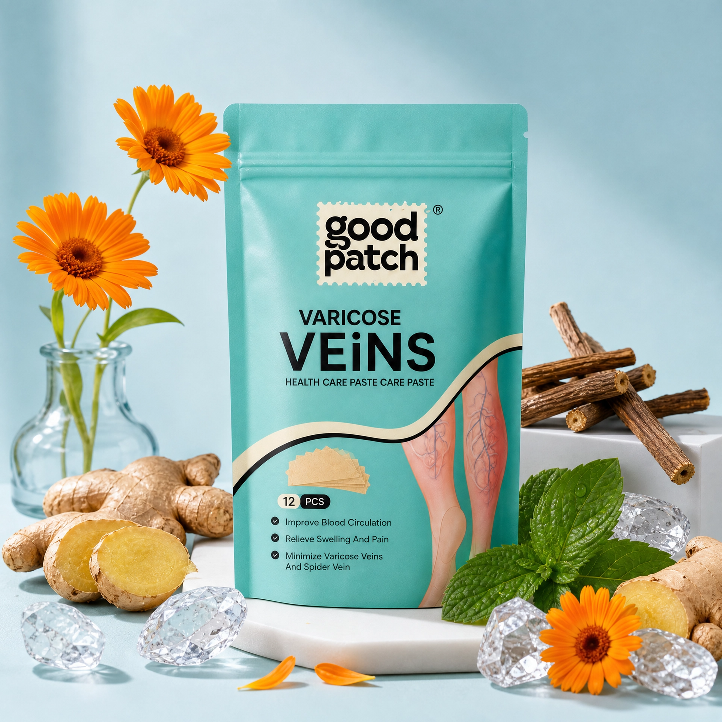 GoodPatch™ Spider & Varicose Vein Patches | Natural Herbal Therapy for Swelling, Fatigue & Vein Health